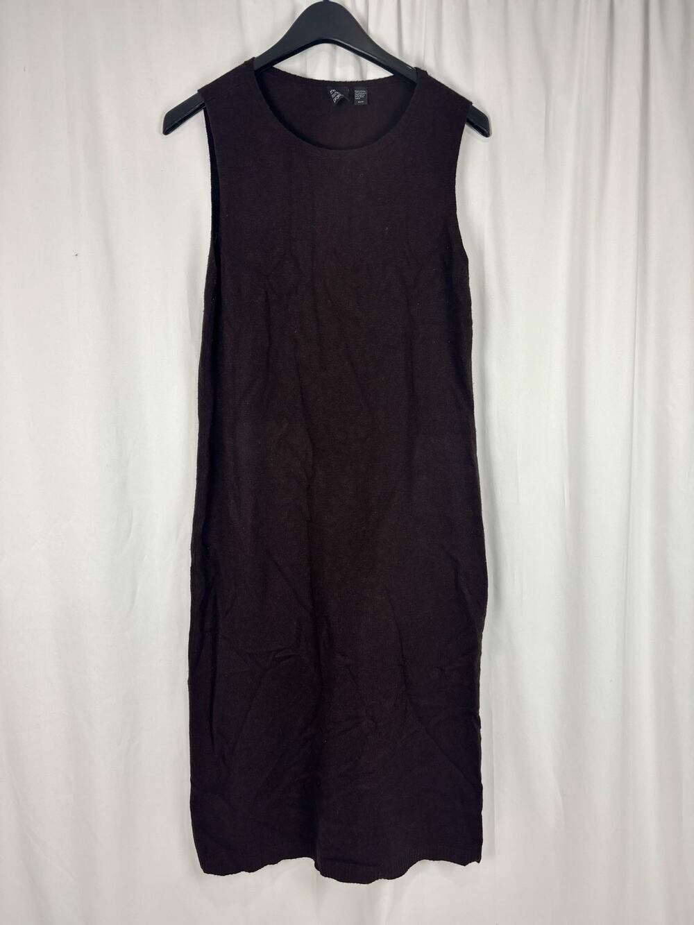 The Fisher Project Eileen Fisher 100% Wool Sleeveless Knit Shift Dress Brown XS